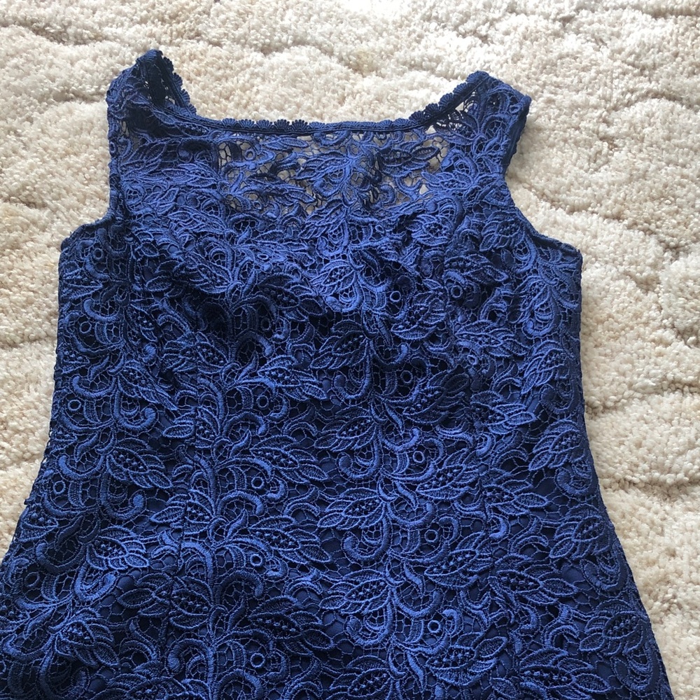 White House Black Market Red & Navy Lace Midi Sheath Dresses - Picture 8 of 12